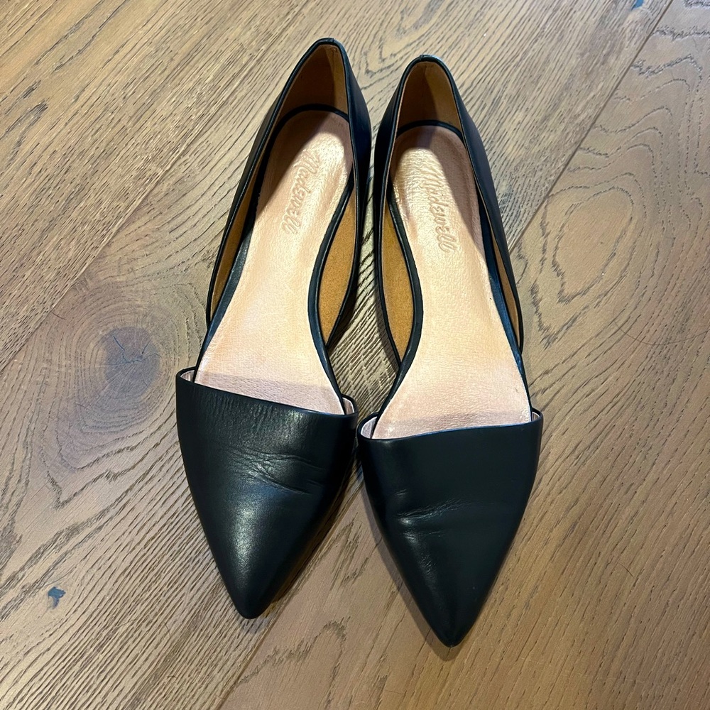 Black leather Madewell d’Orsay flats (9) great condition!Worn less than 5 times!